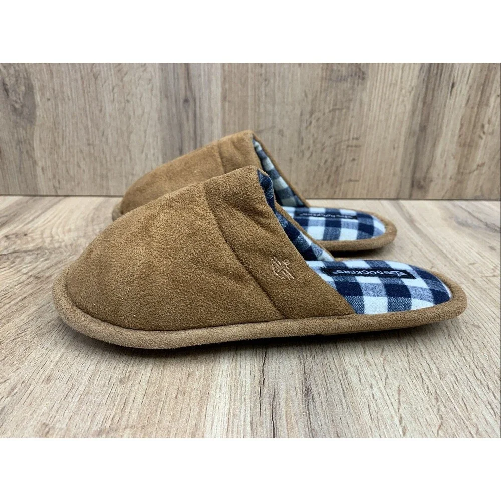 Dockers Kids Brown Split Toe Slippers Plaid Insoles Brown Kids Size 13 M